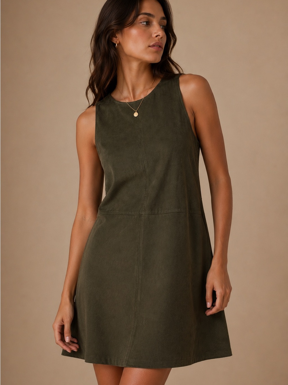 Forever 21 Olive Green Sleeveless Shift Dress Size S